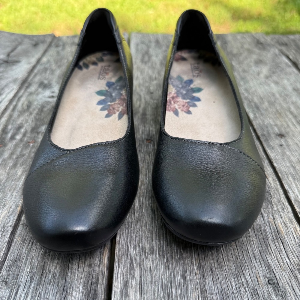 Taos Debut Black Leather Low Heel Pumps Shoes DEB-13600 Womens 8 EU 39 - Picture 6 of 8